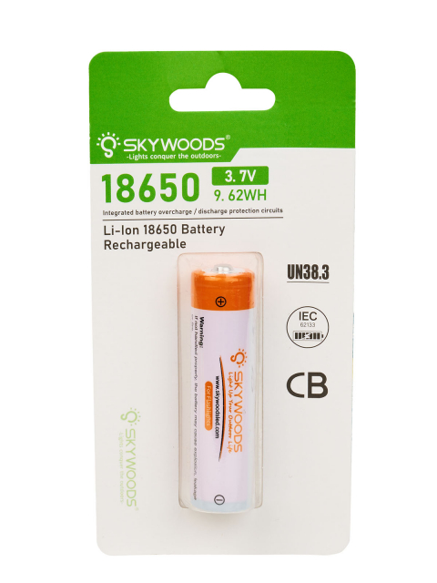 Аккумулятор SKYWOODS 18650, 2600mAh, 1000 циклов перезарядки