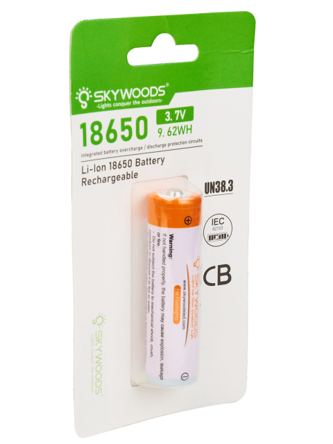 Аккумулятор SKYWOODS 18650, 2600mAh, 1000 циклов перезарядки