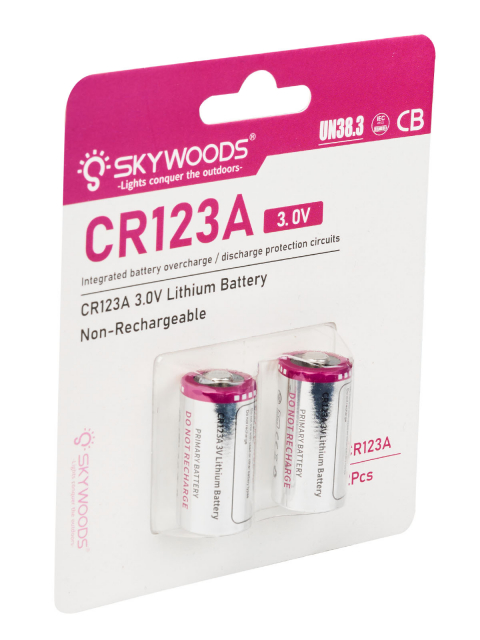 Элемент питания SKYWOODS CR123A, 1600mAh, комплект 2 шт.