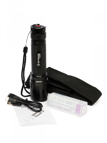 Ручной тактический фонарь SKYWOODS TACTIC, 3000 люмен, USB-Type C, холодный свет, IP67