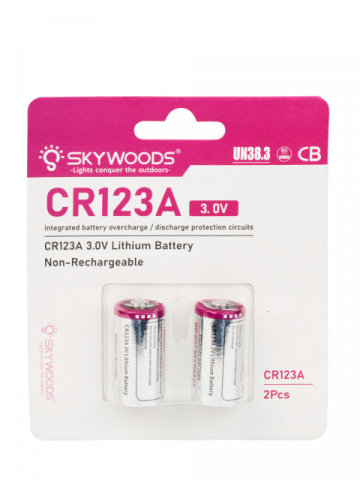 Элемент питания SKYWOODS CR123A, 1600mAh, комплект 2 шт.
